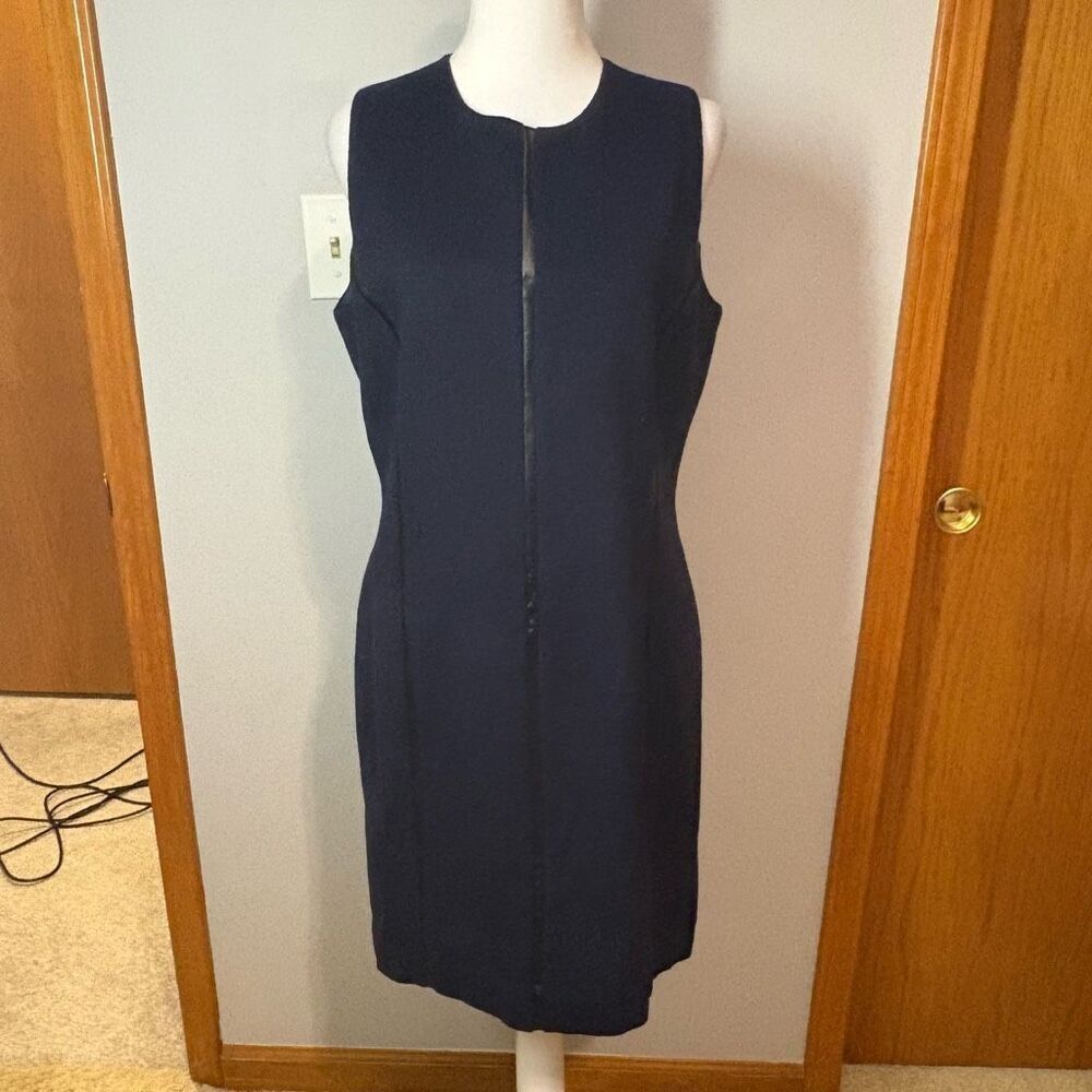 J. McLaughlin wool cashmere sheath sleeveless dress navy blue size 10